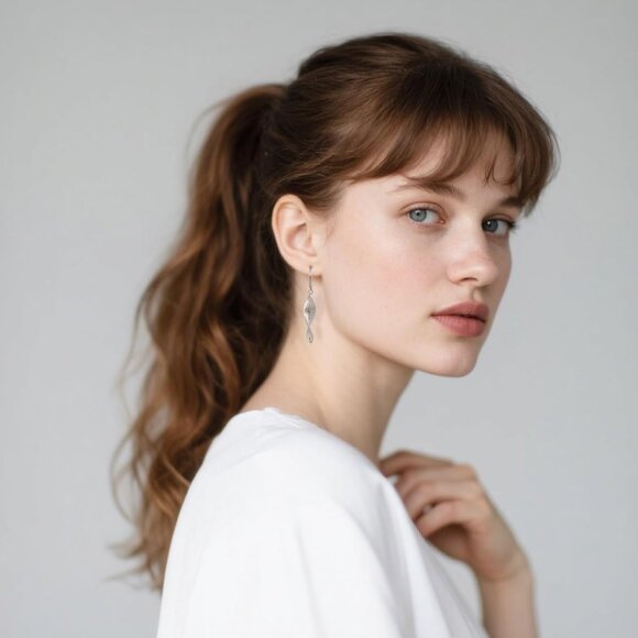 Sterling Silver Twist Drop Spiral Leverback Dangle Trendy Earrings for Women - Picture 7 of 7